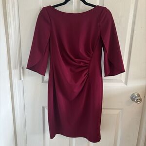 DKNY Rich Burgundy Puff Sleeve Dress